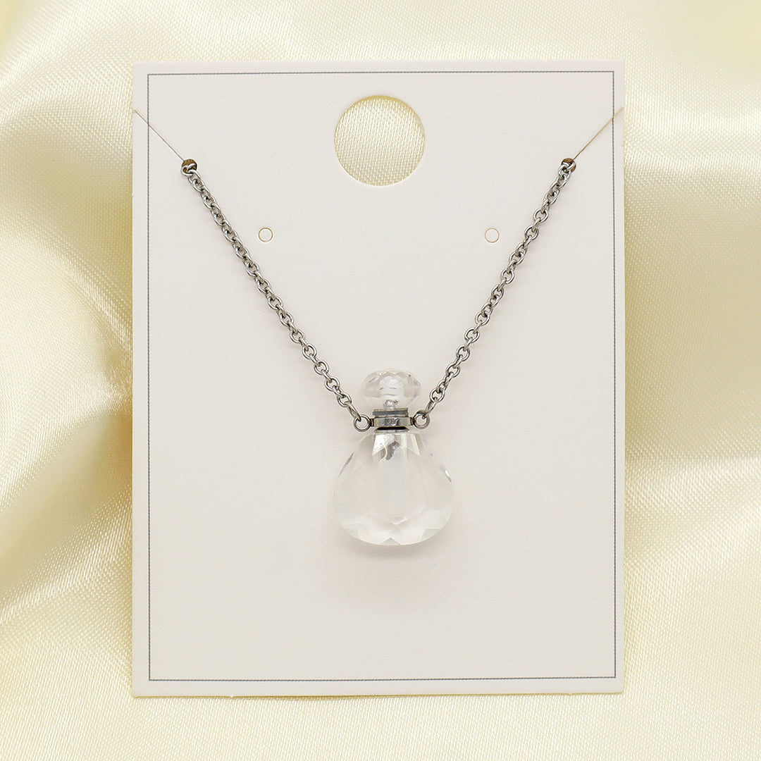 Various Color Custom Natural Stone Charm 18K Gold Plated stainless steel Chain perfume bottle pendant necklace for Women Gift
