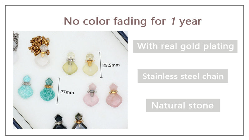 Manufacturer Wholesale Custom 18K Gold Plated stainless steel Chain perfume bottle Natural Stone Pendant Necklace for Women Gift