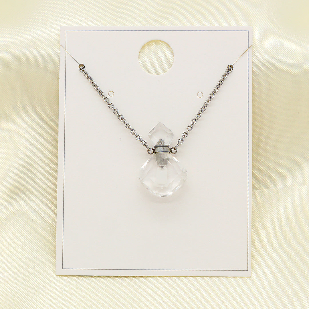 Manufacturer Wholesale Custom 18K Gold Plated stainless steel Chain perfume bottle Natural Stone Pendant Necklace for Women Gift