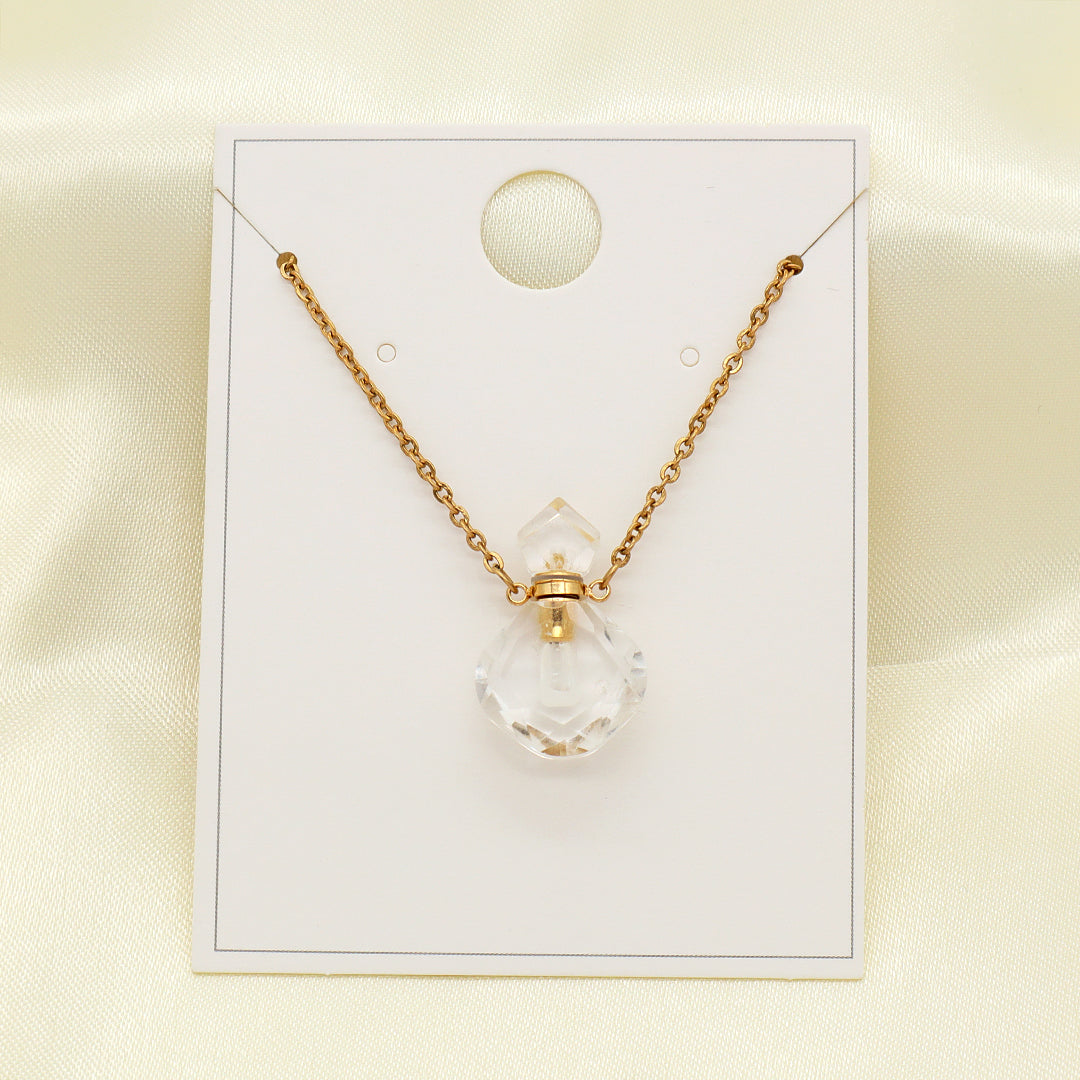 Manufacturer Wholesale Custom 18K Gold Plated stainless steel Chain perfume bottle Natural Stone Pendant Necklace for Women Gift