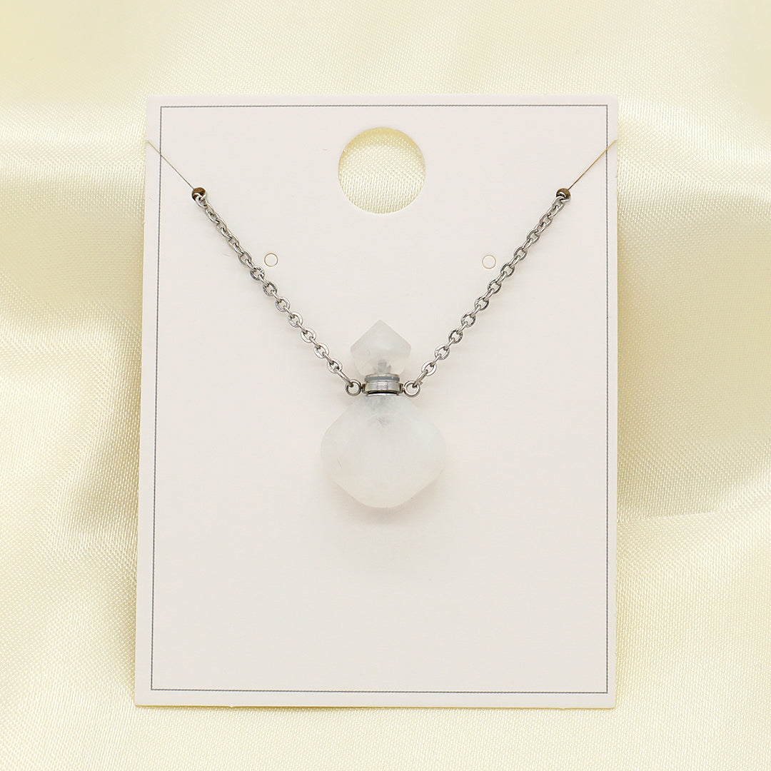 Manufacturer Wholesale Custom 18K Gold Plated stainless steel Chain perfume bottle Natural Stone Pendant Necklace for Women Gift