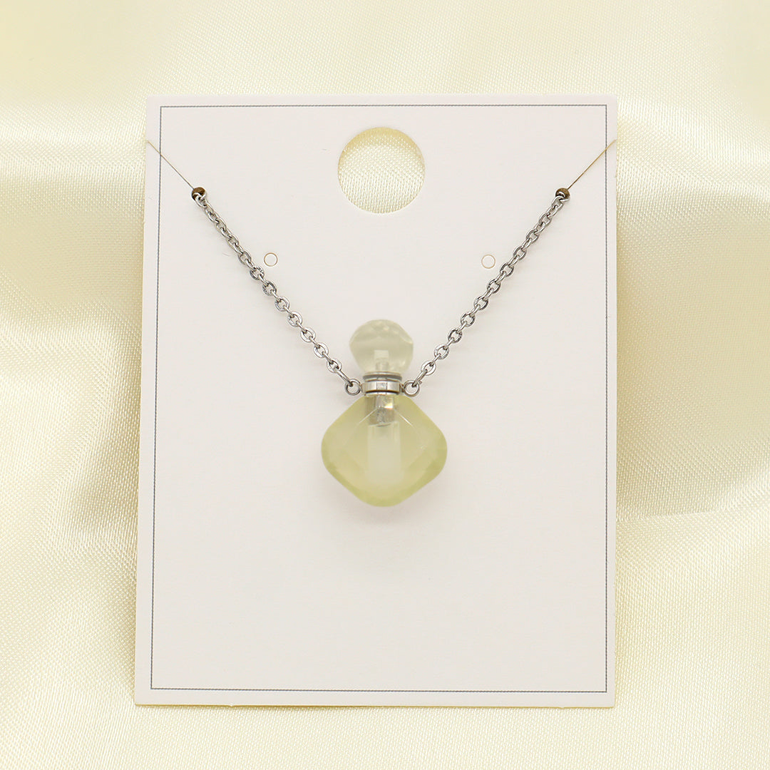 Manufacturer Wholesale Custom 18K Gold Plated stainless steel Chain perfume bottle Natural Stone Pendant Necklace for Women Gift