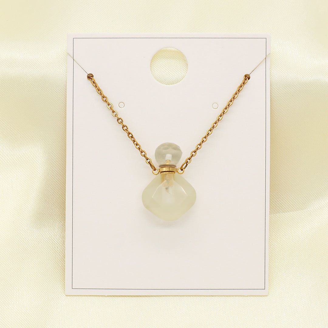Manufacturer Wholesale Custom 18K Gold Plated stainless steel Chain perfume bottle Natural Stone Pendant Necklace for Women Gift