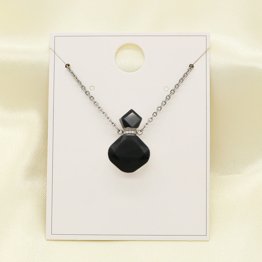 Manufacturer Wholesale Custom 18K Gold Plated stainless steel Chain perfume bottle Natural Stone Pendant Necklace for Women Gift