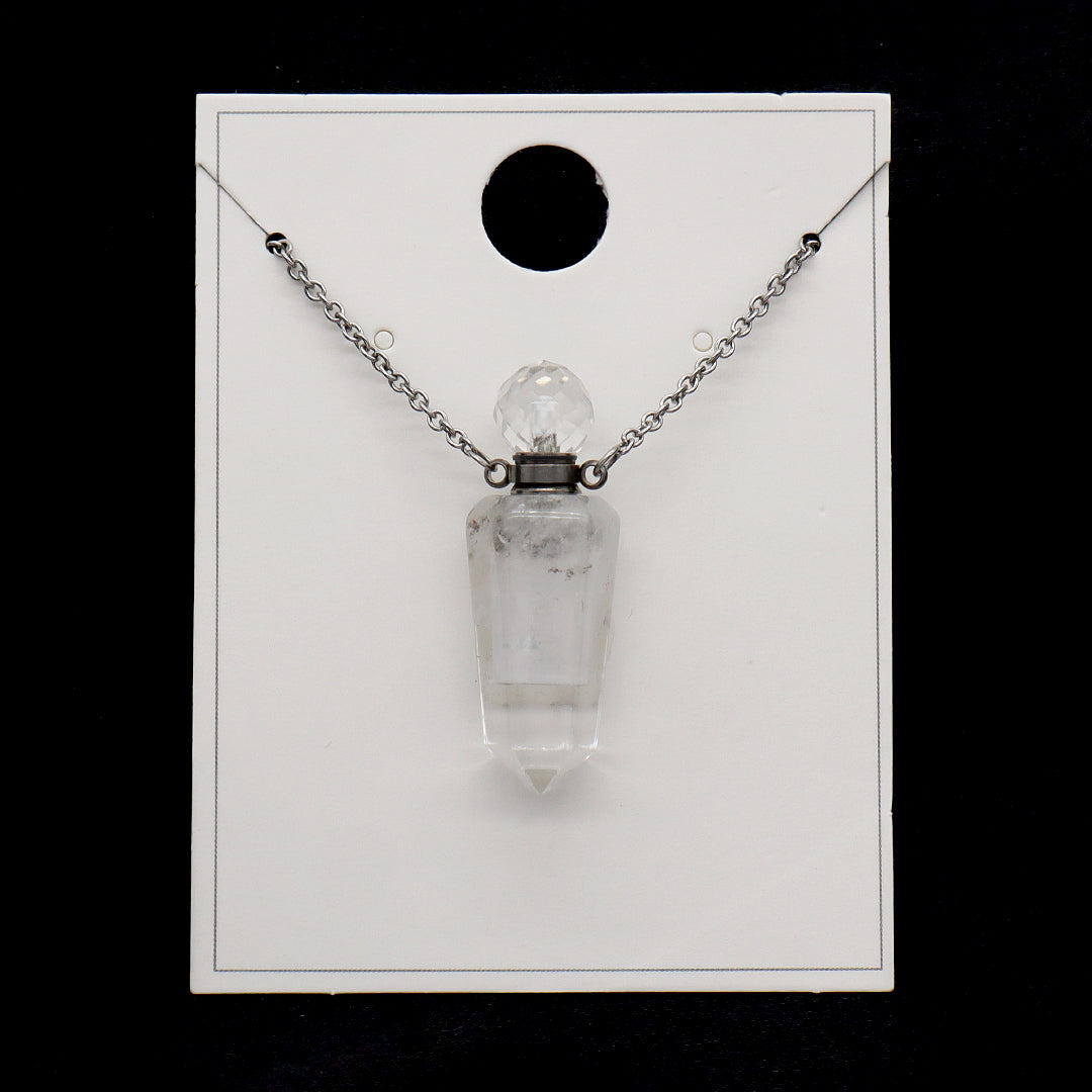 Purple Pink Green Natural Stone Jewelry 18K Gold Plated stainless steel Chain essential oil perfume bottle Pendant Necklace