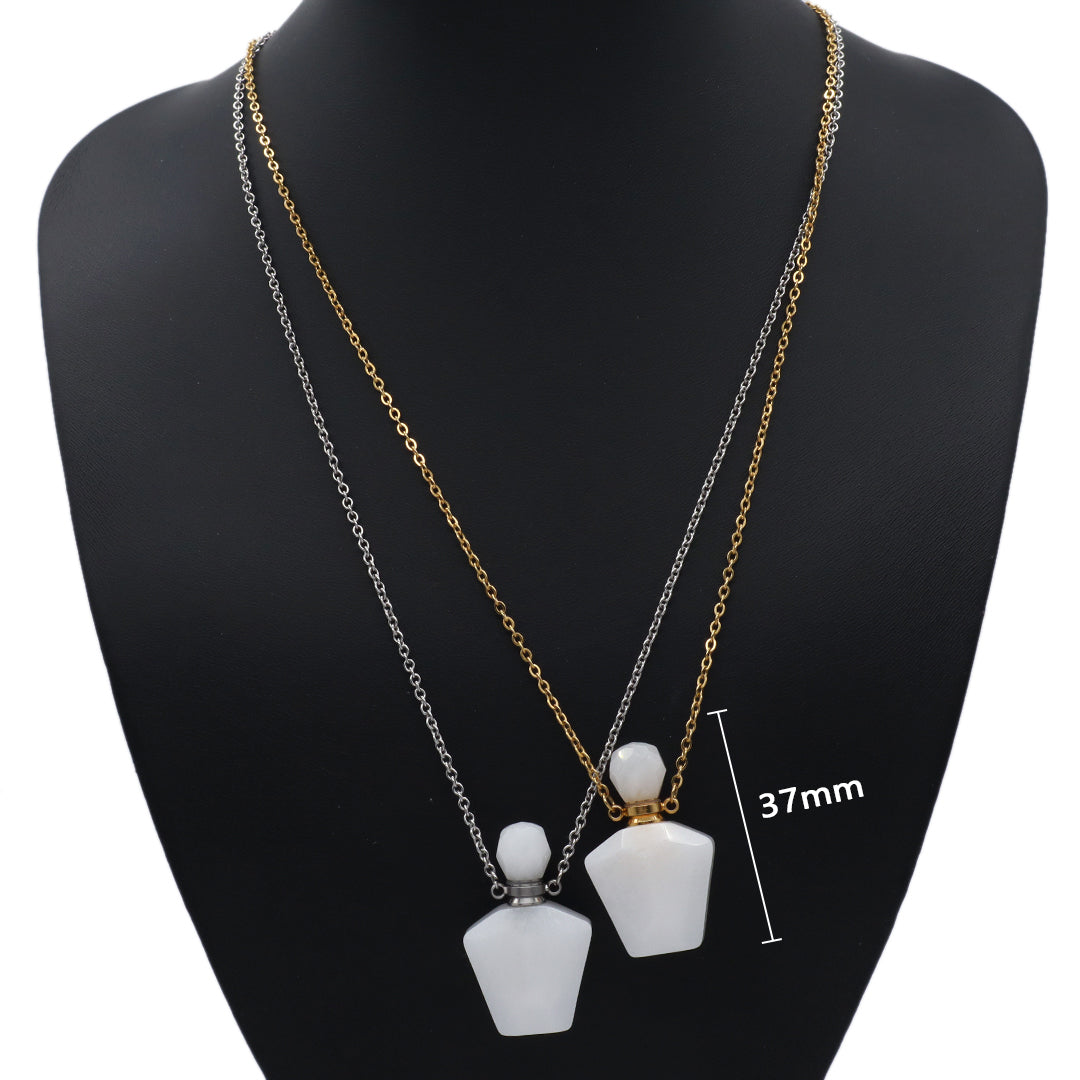 Wholesale Custom Women Gift 18K Gold Plated stainless steel Chain Natural Stone essential oil Perfume Bottle pendant necklaces