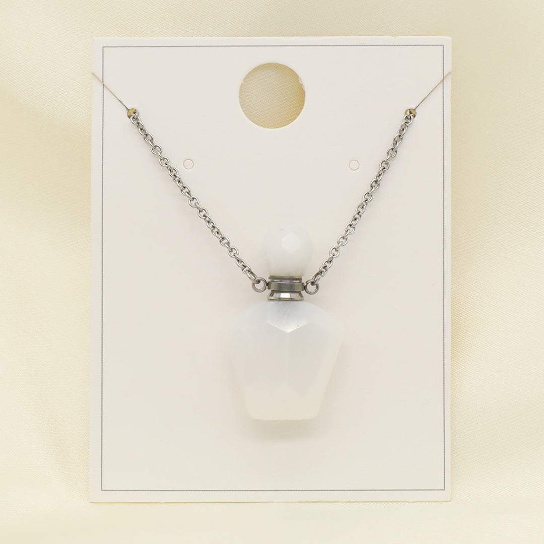 Wholesale Custom Women Gift 18K Gold Plated stainless steel Chain Natural Stone essential oil Perfume Bottle pendant necklaces