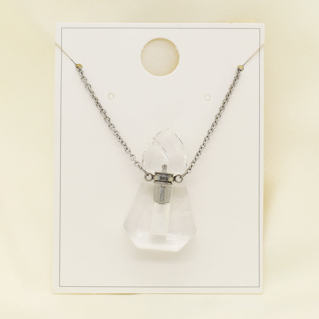 Various Custom Women Factory 18K Gold Plated stainless steel Chain Natural Stone Essential Oil Perfume Bottle Pendant Necklace