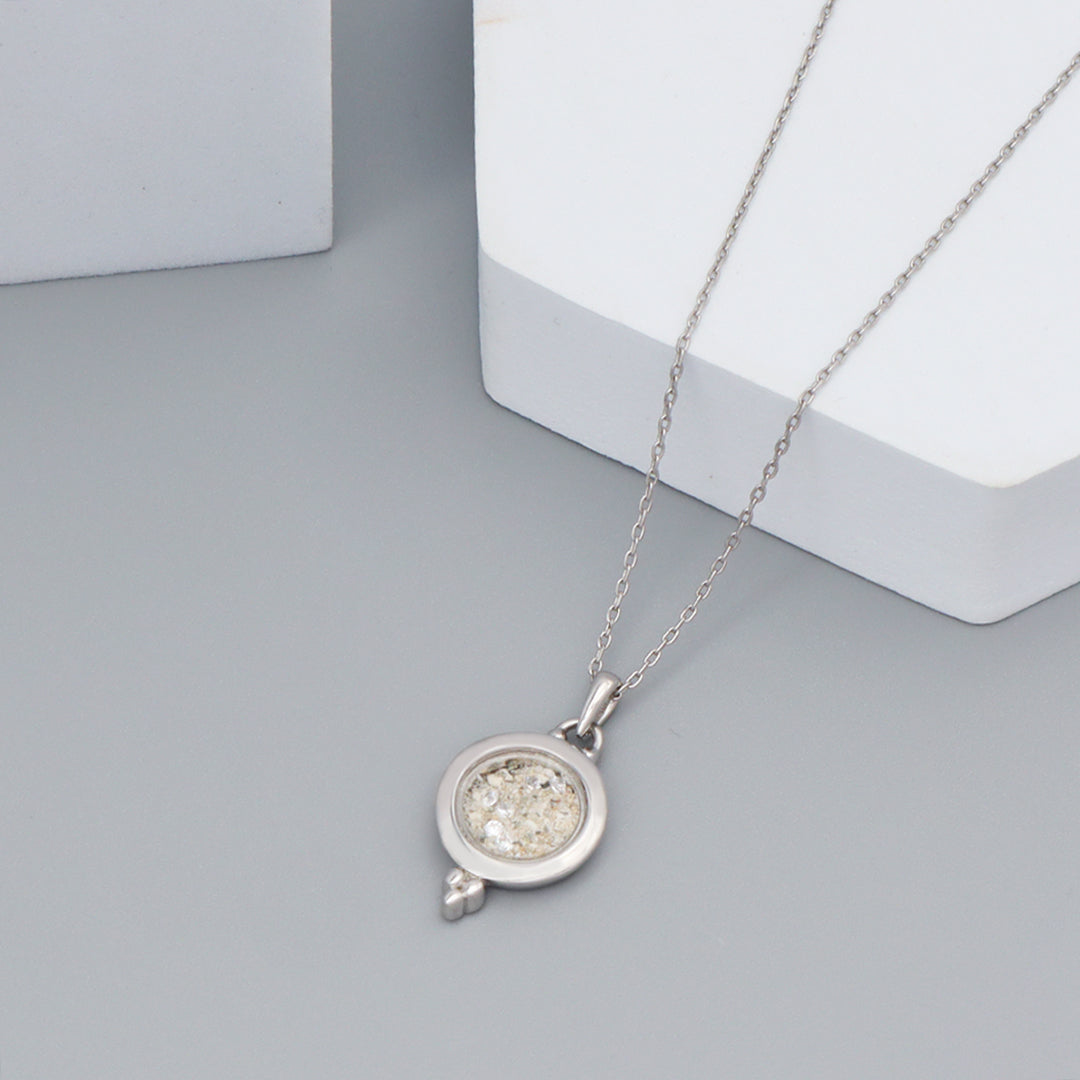 Custom Wholesale Good Quality New Fashion Manufacture China Factory Women Round Glass Mirror CZ Rhodium Plated 925 Sterling Silver Pendant Necklace