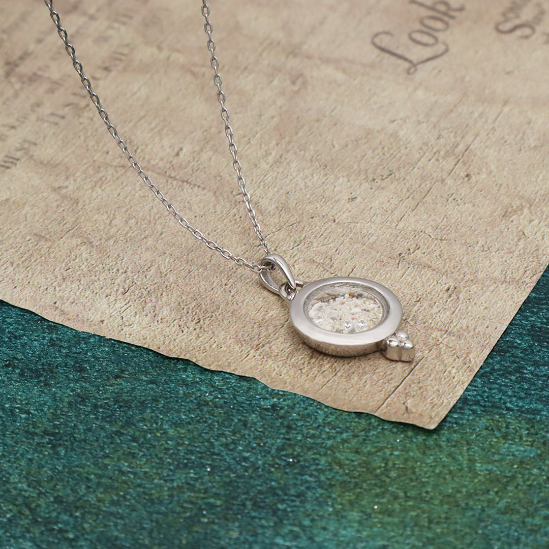 Custom Wholesale Good Quality New Fashion Manufacture China Factory Women Round Glass Mirror CZ Rhodium Plated 925 Sterling Silver Pendant Necklace