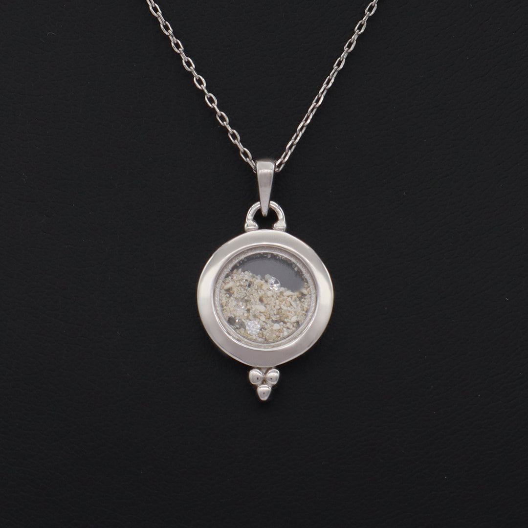 Custom Wholesale Good Quality New Fashion Manufacture China Factory Women Round Glass Mirror CZ Rhodium Plated 925 Sterling Silver Pendant Necklace