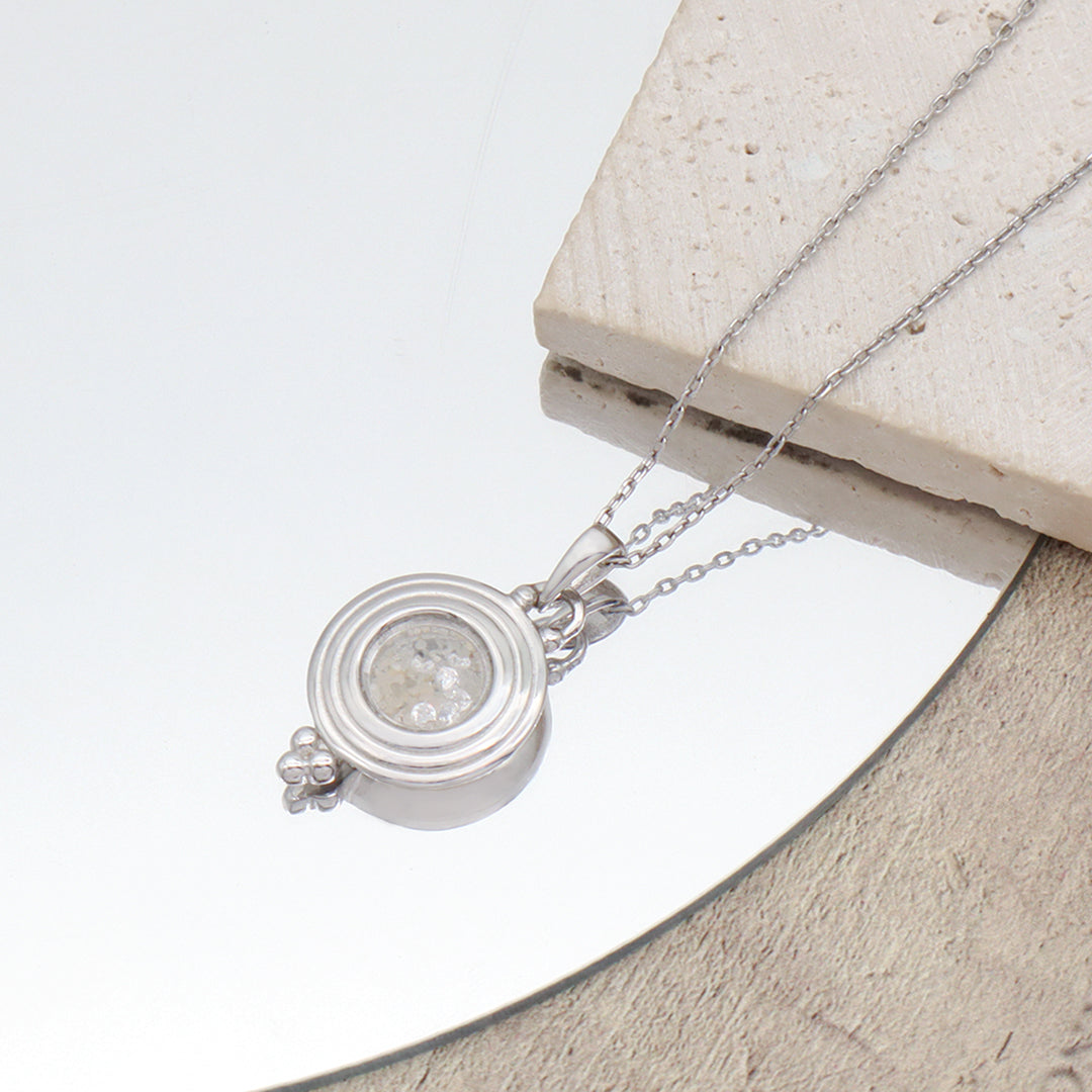 2022 New Bulk Sale Good Quality Fashionable Manufacture China Factory Custom Women CZ Round Glass Mirror Rhodium Plated 925 Sterling Silver Pendant Necklace