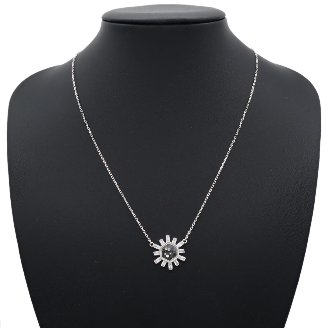 Fashionable Custom New Bulk Sale High Quality Manufacture China Factory Women Round Glass Mirror CZ Rhodium Plated 925 Sterling Silver Pendant Necklace