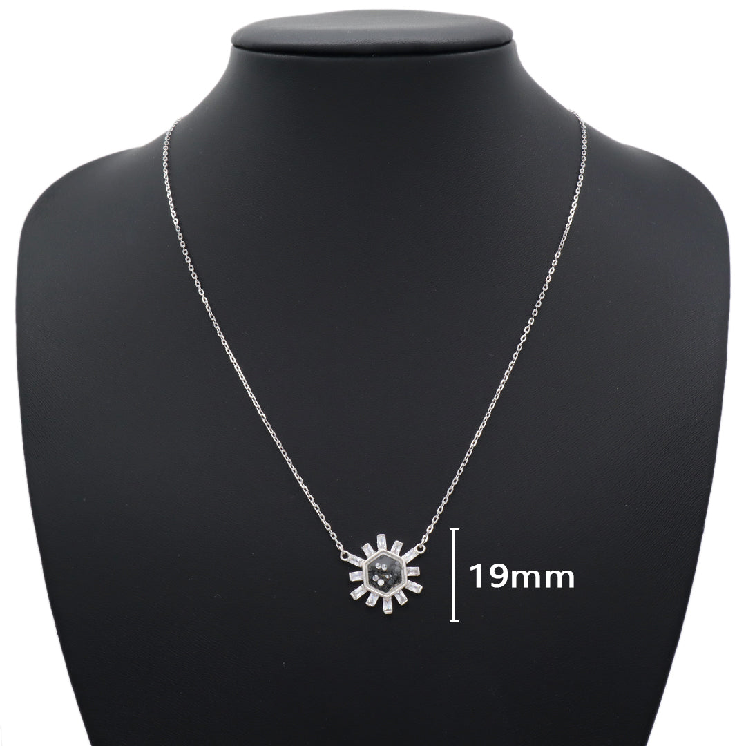 Fashionable Custom New Bulk Sale High Quality Manufacture China Factory Women Round Glass Mirror CZ Rhodium Plated 925 Sterling Silver Pendant Necklace