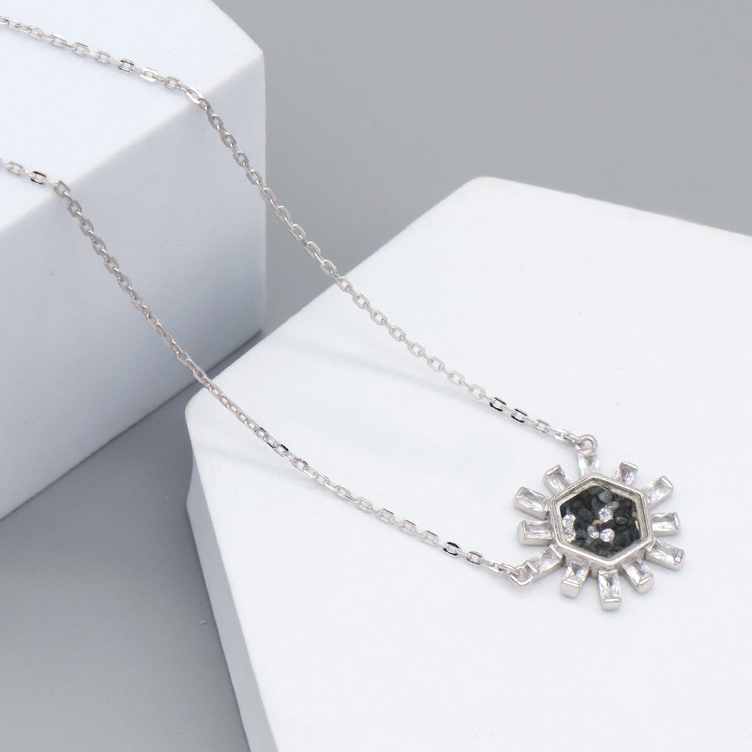 Fashionable Custom New Bulk Sale High Quality Manufacture China Factory Women Round Glass Mirror CZ Rhodium Plated 925 Sterling Silver Pendant Necklace