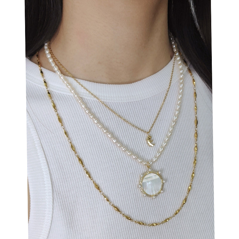 Newest Custom Gold Plated 925 Sterling Silver Chain Handmade 4-5mm Natural Freshwater Pearl Sun CZ Love Shell Pendant Necklace
