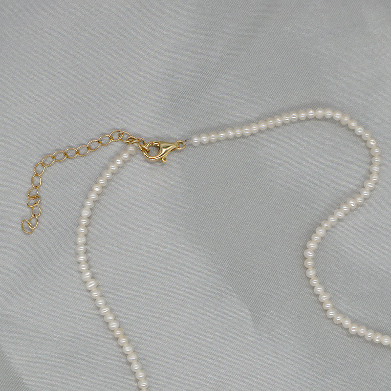 Handmade Wholesale Gold Plated 925 Sterling Silver Chain 2-3mm Natural Freshwater Pearl CZ Shell Love Heart Pendant Necklace