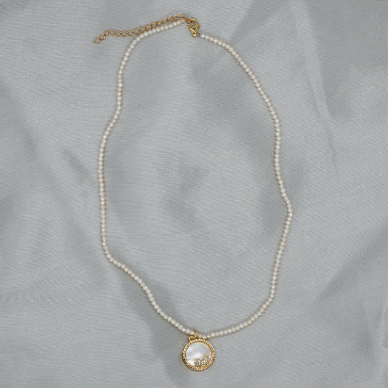 Handmade Wholesale Gold Plated 925 Sterling Silver Chain 2-3mm Natural Freshwater Pearl CZ Shell Love Heart Pendant Necklace