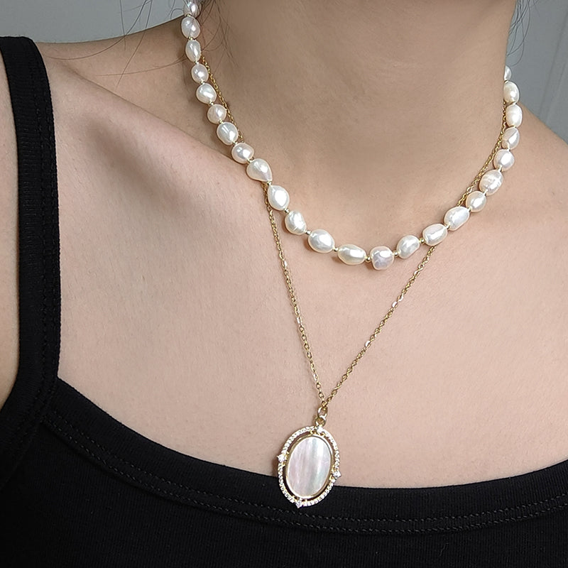 925 Sterling Silver Chain Ajustable Custom Classic Jewelry Handmade Baroque Natural Freshwater Pearl Choker Necklace For Gift7-8mm