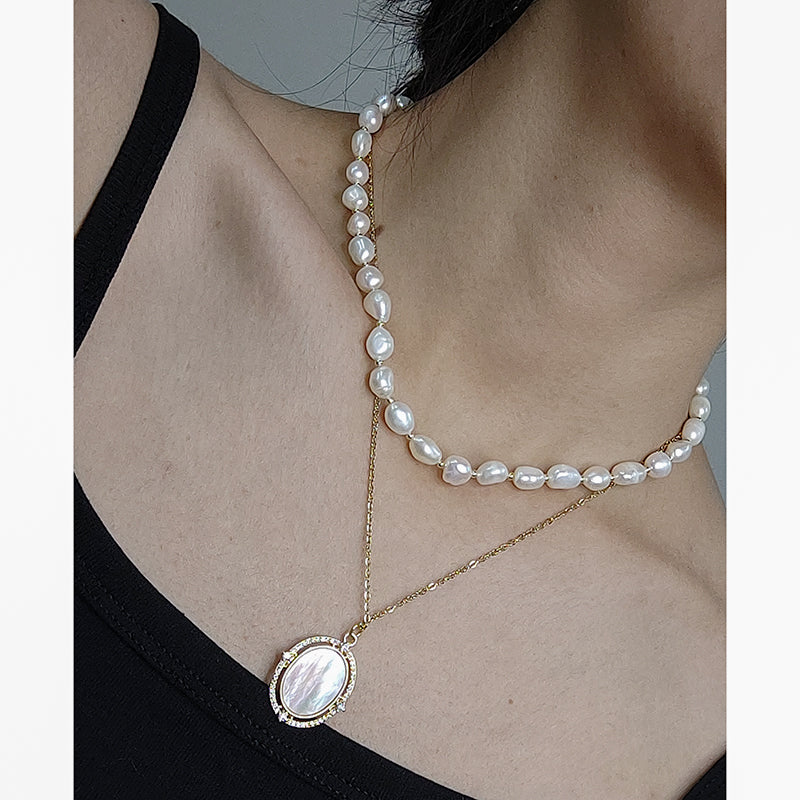 925 Sterling Silver Chain Ajustable Custom Classic Jewelry Handmade Baroque Natural Freshwater Pearl Choker Necklace For Gift 7-8mm