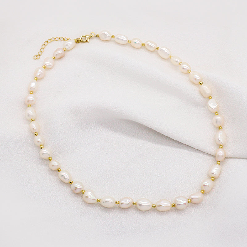 925 Sterling Silver Chain Ajustable Custom Classic Jewelry Handmade Baroque Natural Freshwater Pearl Choker Necklace For Gift7-8mm