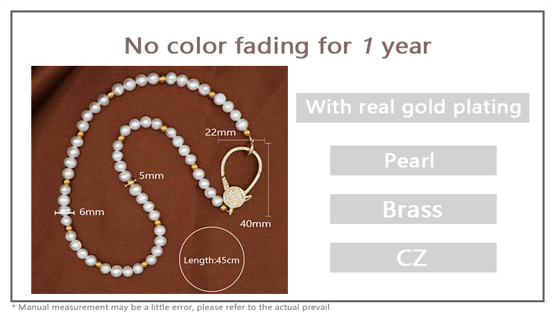 Fashionable Manufacture Factory Handmade Wholesale Custom Gold Plated CZ Brass Clasp Natural Freshwater Pearl Necklace For Women