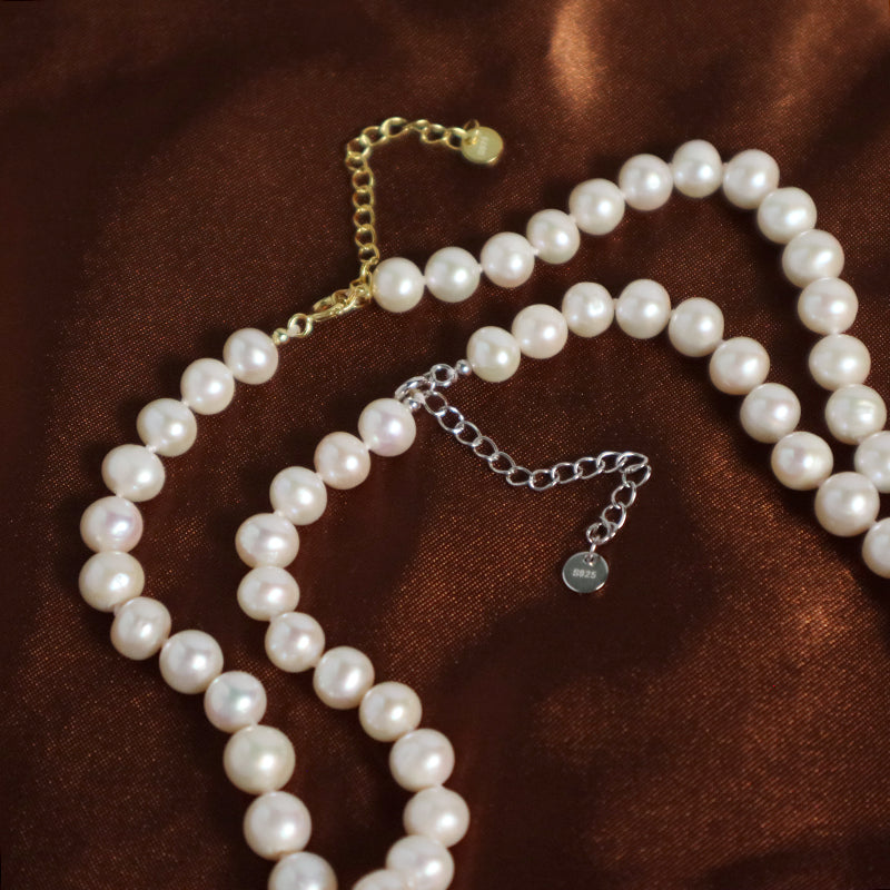 Classic Custom Gold Plated Ajustable 925 Sterling Silver Chain Jewelry Handmade Natural Freshwater Pearl Necklace For Women Gift
