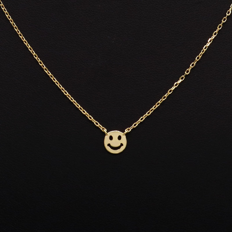 Good quality Customized Wholesale Women Jewelry Gold Plated Lightning Smiley Face Pendant 925 Sterling Silver Necklace For Gift
