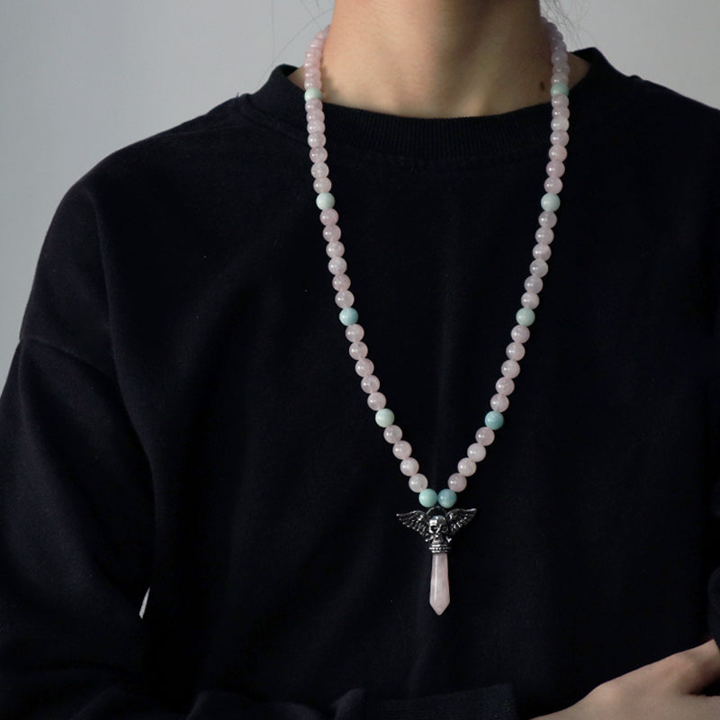 OEM Factory Handmade Wholesale Customized Men Women Ajustable Woven Cord Macrame 8mm Natural Stone Beads Skull Pendant Necklace