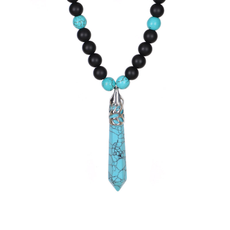 Wholesale Ajustable Woven Cord 8mm Natural Stone Beads OEM Handmade Customized Hexagon Pendant Macrame Necklace For Men Women