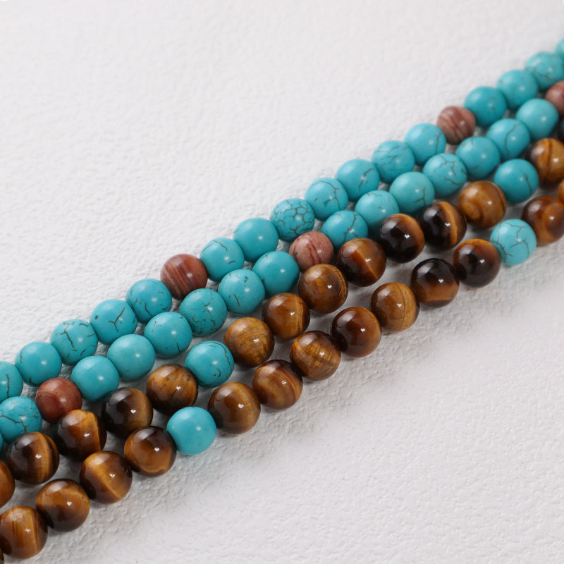 China Factory Custom OEM Handmade Wholesale Men Women Ajustable Woven Cord 8mm Natural Stone Beads Macrame Sun Pendant Necklace