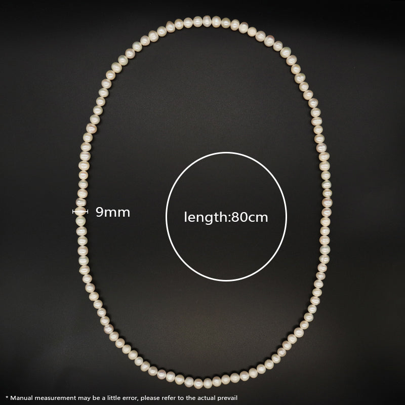 Wholesale Classic Design China Factory Handmade OEM Customized 8-9mm Natural Long Freshwater Pearl Necklace For Women Gift