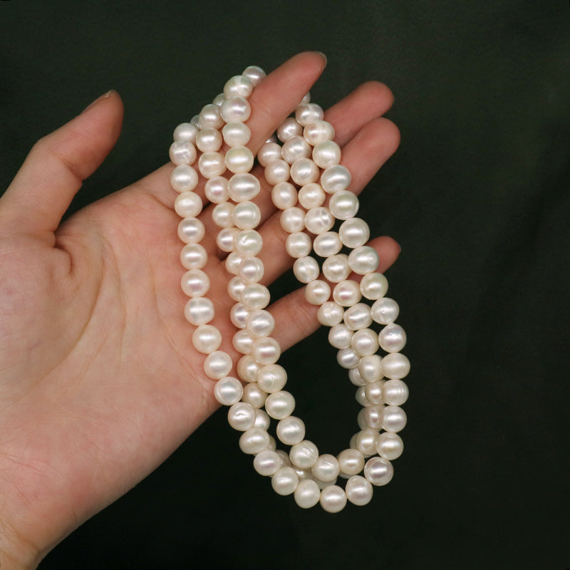 Wholesale Classic Design China Factory Handmade OEM Customized 8-9mm Natural Long Freshwater Pearl Necklace For Women Gift