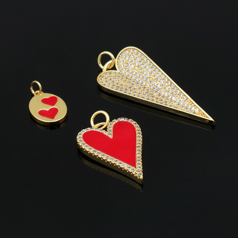 Wholesale New fashion jewelry enamel crystal heart eye pendant 18K gold plated pink green heart evil eyes charms pendant
