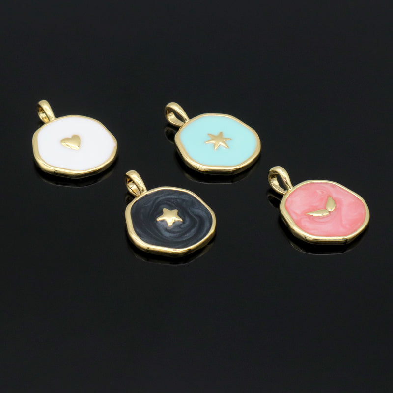 Wholesale New fashion jewelry enamel crystal heart eye pendant 18K gold plated pink green heart evil eyes charms pendant