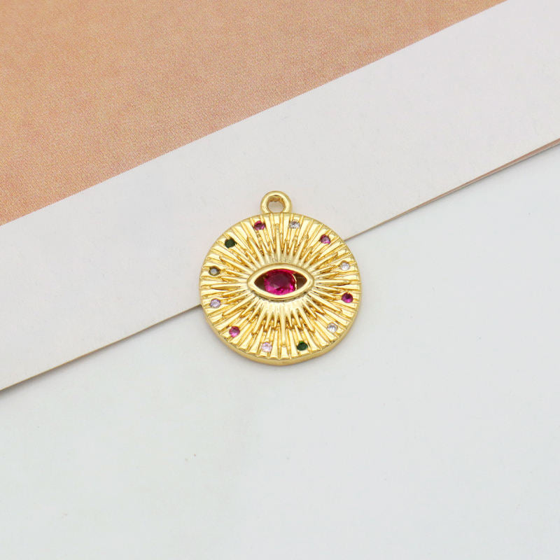 Wholesale New fashion jewelry enamel crystal heart eye pendant 18K gold plated pink green heart evil eyes charms pendant