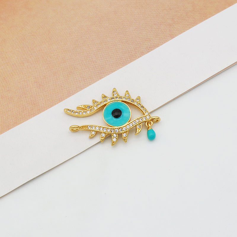 Wholesale New fashion jewelry enamel crystal heart eye pendant 18K gold plated pink green heart evil eyes charms pendant