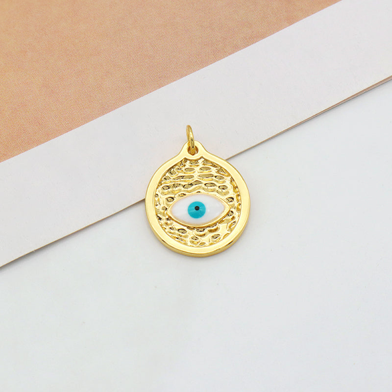Wholesale New fashion jewelry enamel crystal heart eye pendant 18K gold plated pink green heart evil eyes charms pendant