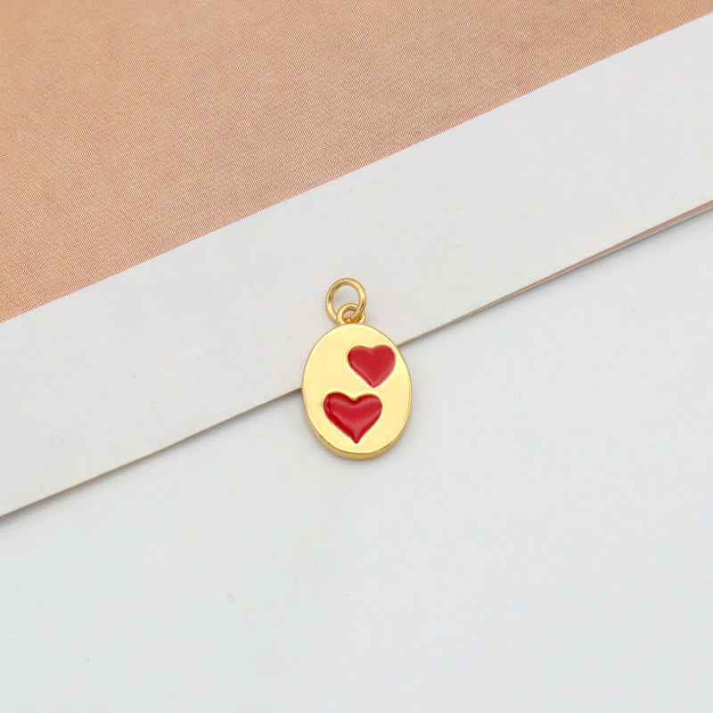 Wholesale New fashion jewelry enamel crystal heart eye pendant 18K gold plated pink green heart evil eyes charms pendant