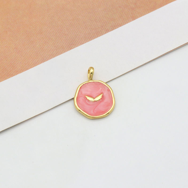 Wholesale New fashion jewelry enamel crystal heart eye pendant 18K gold plated pink green heart evil eyes charms pendant