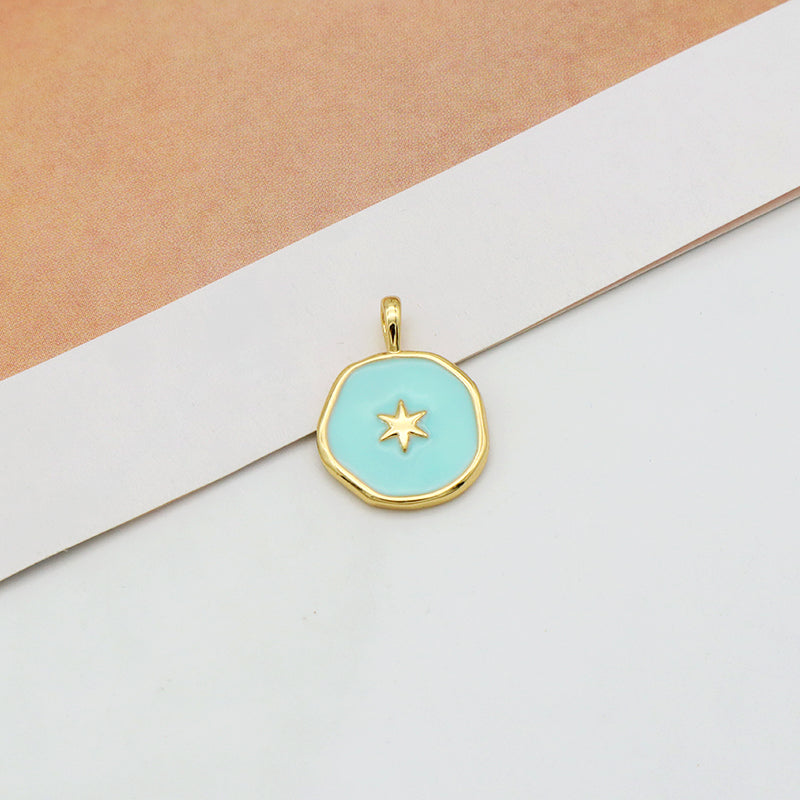 Wholesale New fashion jewelry enamel crystal heart eye pendant 18K gold plated pink green heart evil eyes charms pendant