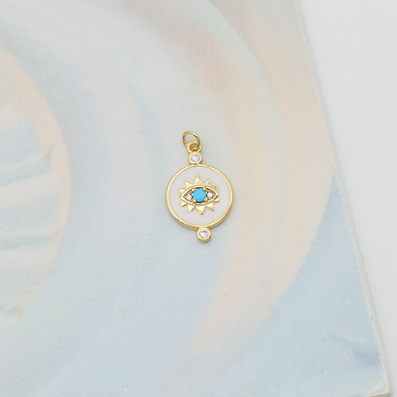 Wholesale White Blue Enamel Elephant Sun Heart eyes Pendant charm woman Custom evil eyes pendant charms bulk