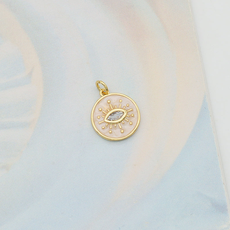 Wholesale White Blue Enamel Elephant Sun Heart eyes Pendant charm woman Custom evil eyes pendant charms bulk