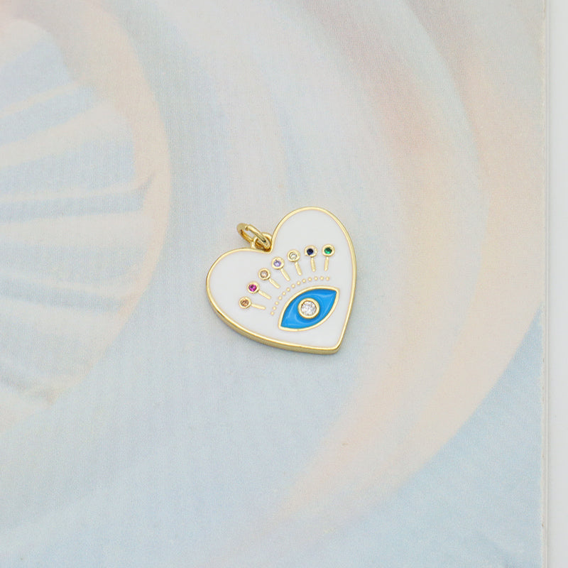 Wholesale White Blue Enamel Elephant Sun Heart eyes Pendant charm woman Custom evil eyes pendant charms bulk