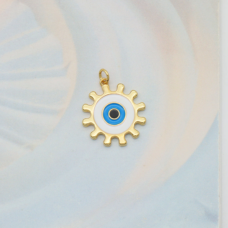 Wholesale White Blue Enamel Elephant Sun Heart eyes Pendant charm woman Custom evil eyes pendant charms bulk
