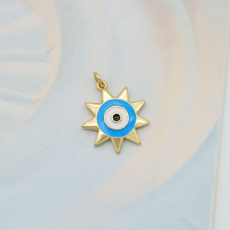 Wholesale White Blue Enamel Elephant Sun Heart eyes Pendant charm woman Custom evil eyes pendant charms bulk
