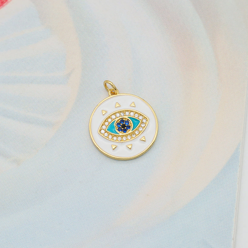 Wholesale White Blue Enamel Elephant Sun Heart eyes Pendant charm woman Custom evil eyes pendant charms bulk