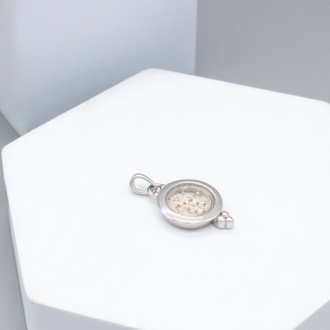 Wholesale Good Quality New Fashion Manufacture China Factory Custom Women Round Glass Mirror CZ Rhodium Plated 925 Sterling Silver Pendant For Necklace