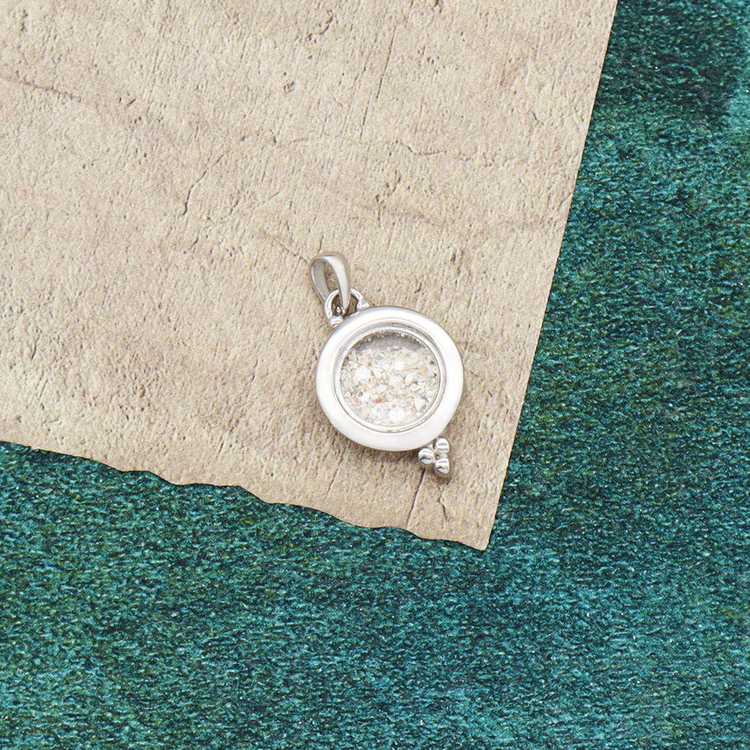 Wholesale Good Quality New Fashion Manufacture China Factory Custom Women Round Glass Mirror CZ Rhodium Plated 925 Sterling Silver Pendant For Necklace