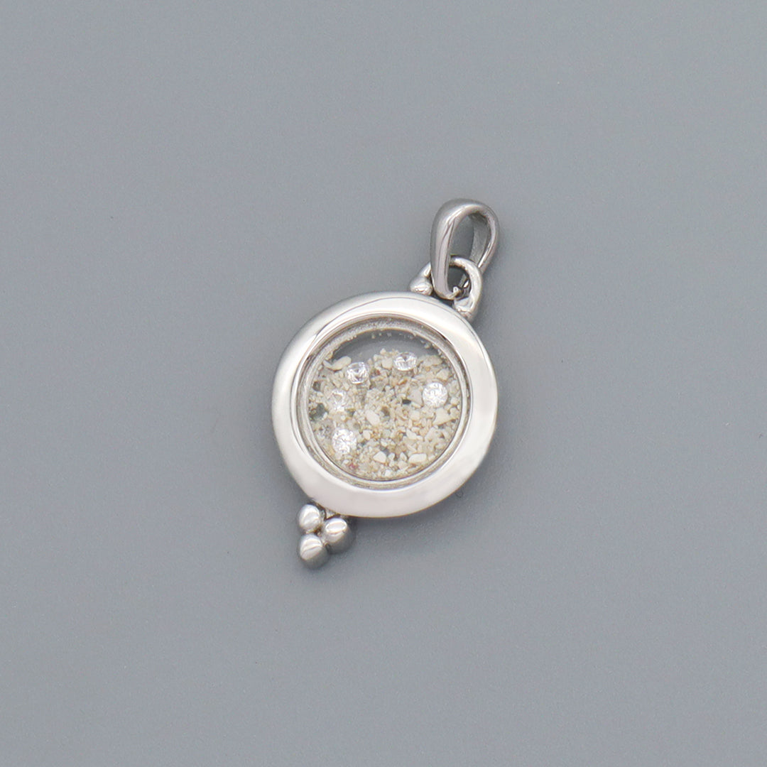 Wholesale Good Quality New Fashion Manufacture China Factory Custom Women Round Glass Mirror CZ Rhodium Plated 925 Sterling Silver Pendant For Necklace